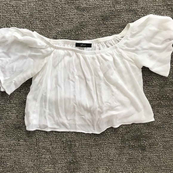 White ruffled off the shoulder crop top - Picture 1 of 1